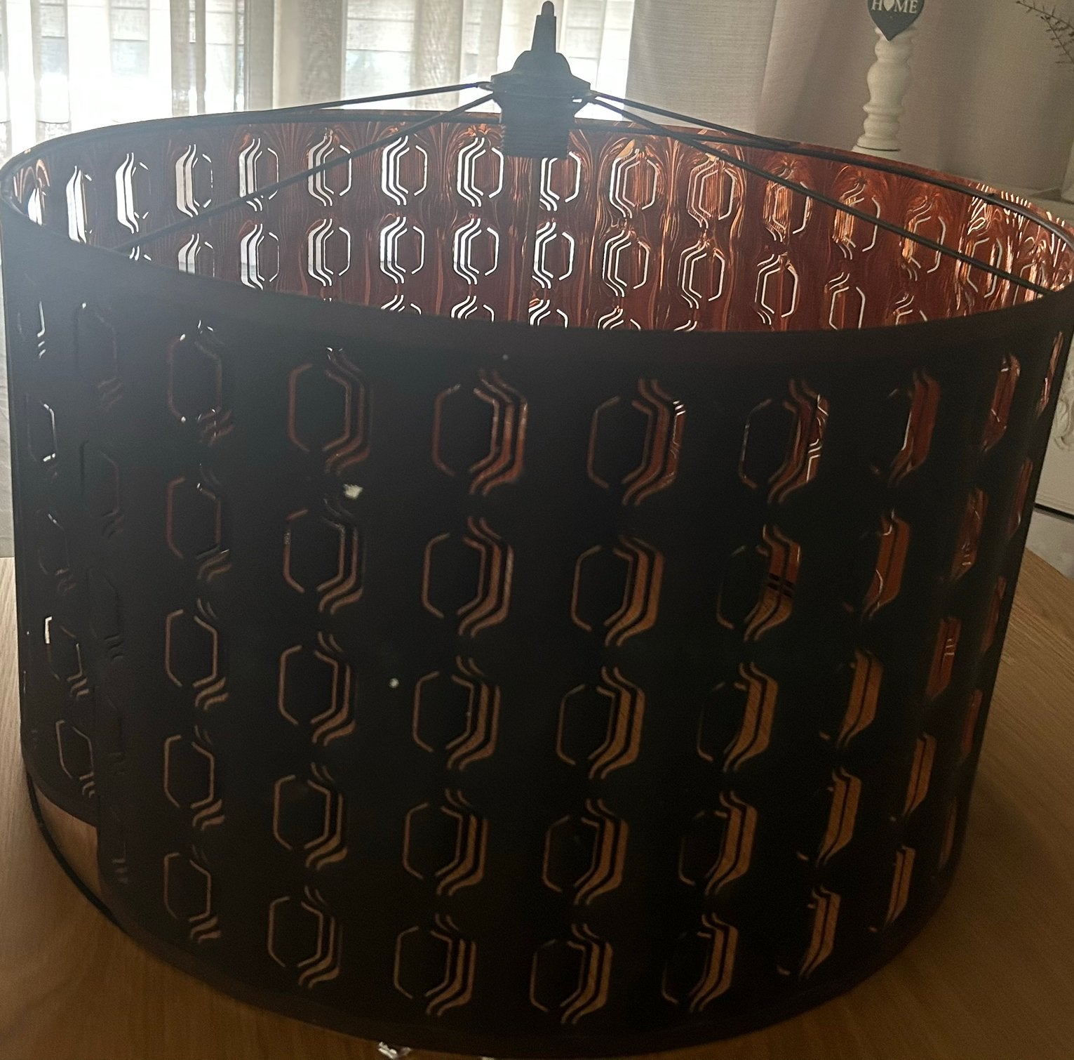 Grote ronde hanglamp / lampenkap met decoratief patroon, Ophalen of Verzenden, Rond