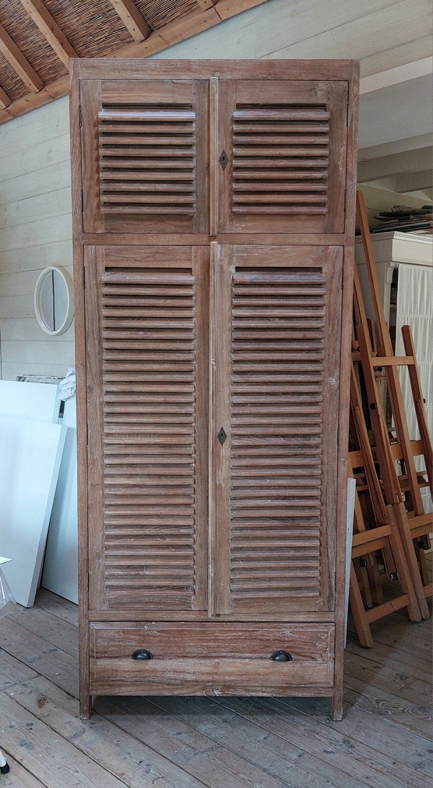 ARMOIRE DE VESTIAIRE EN TECK, Teck, LONG ISLAND STYLE, Comme neuf, 100 à 150 cm