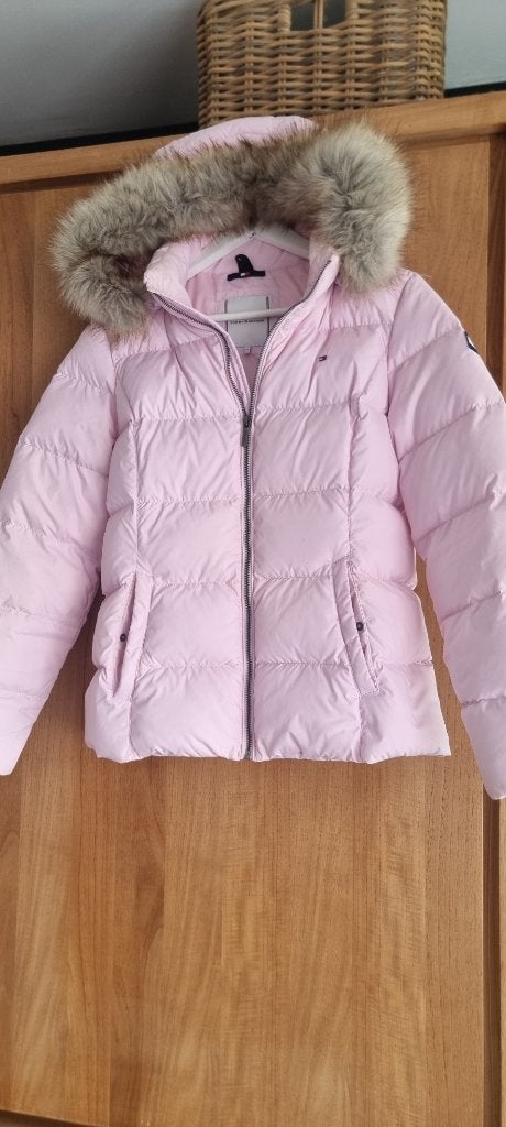 Tommy Hilfiger Donzen Winterjas  Pastelroze – Down & Feather, Tommy hilfiger, Ophalen of Verzenden, Zo goed als nieuw, Roze