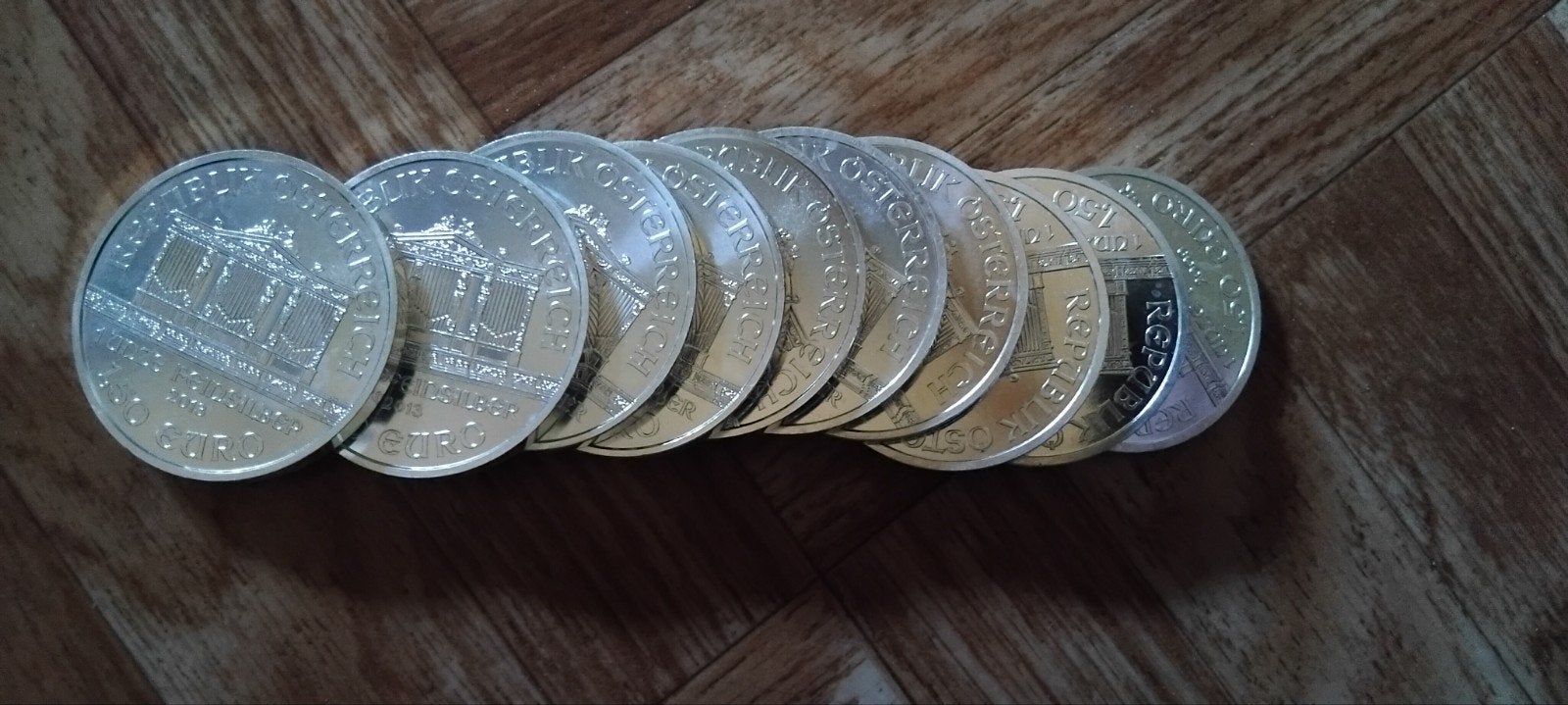 10 x 1 oz Philharmoniker zilveren munt, Postzegels en Munten, Edelmetalen en Baren, Ophalen of Verzenden, Zilver