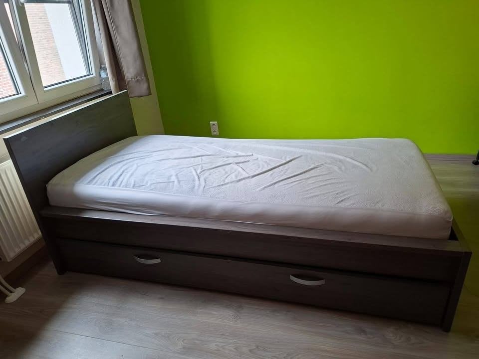 Compleet eenpersoonsbed, Ophalen, Gebruikt, 90 cm, Eenpersoons