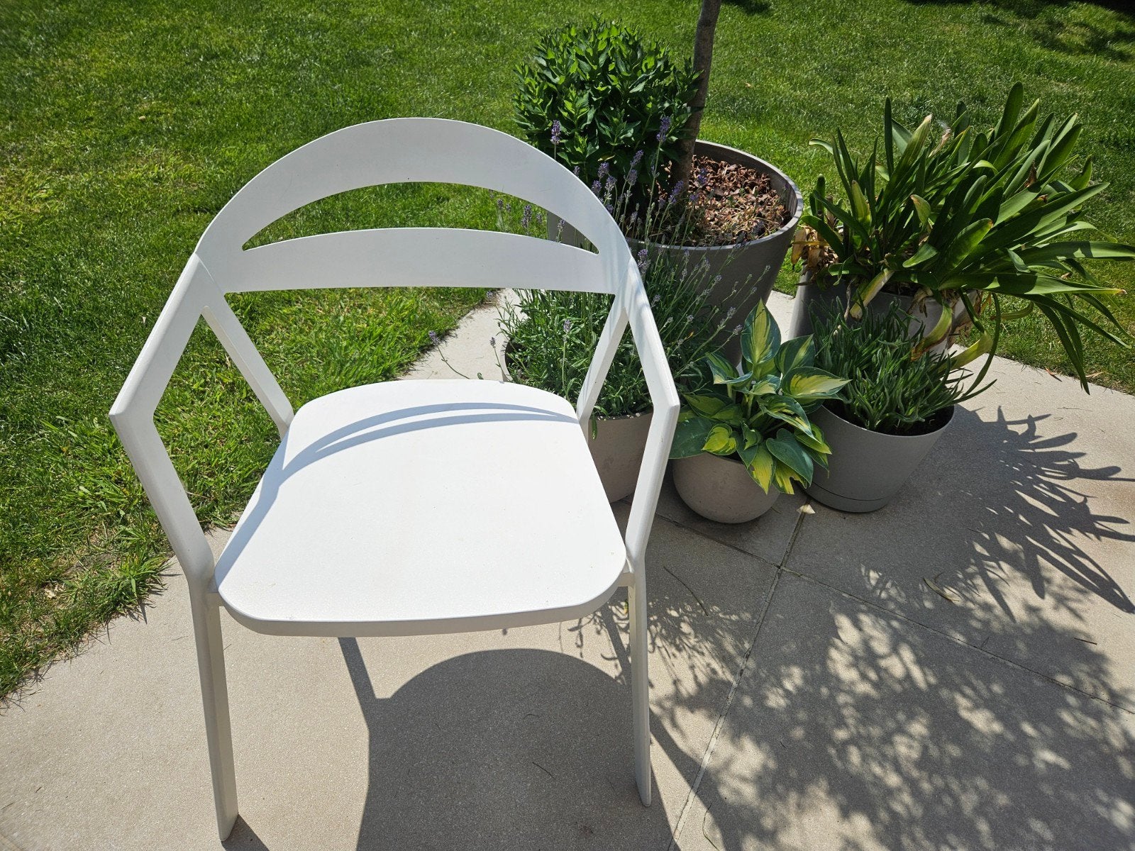 Witte tuinstoelen, Tuin en Terras, Tuinstoelen, Ophalen, Gebruikt, Metaal, Stapelbaar