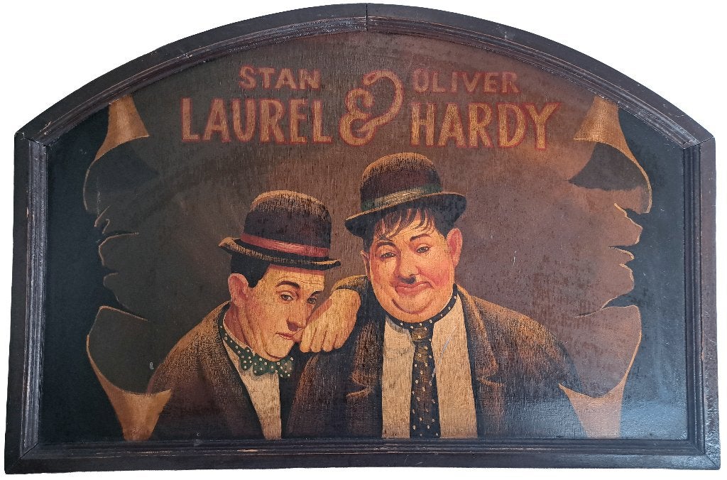 Vintage Laurel & Hardy houten bord, Antiek en Kunst, Ophalen