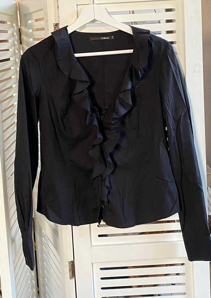 Mooie zwarte katoenen blouse Melvin dames maat 40, Kleding | Dames, Verzenden, Zo goed als nieuw, Maat 38/40 (M)