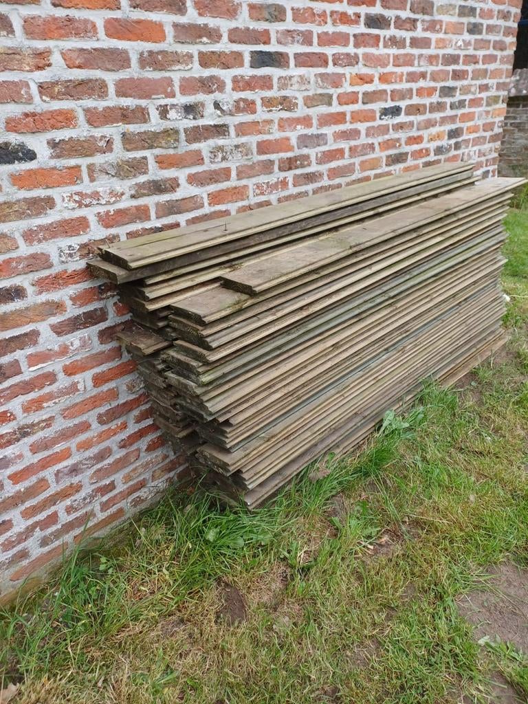 61 planken met bijhorende palen, Tuin en Terras, Palen, Balken en Planken, Ophalen, Palen