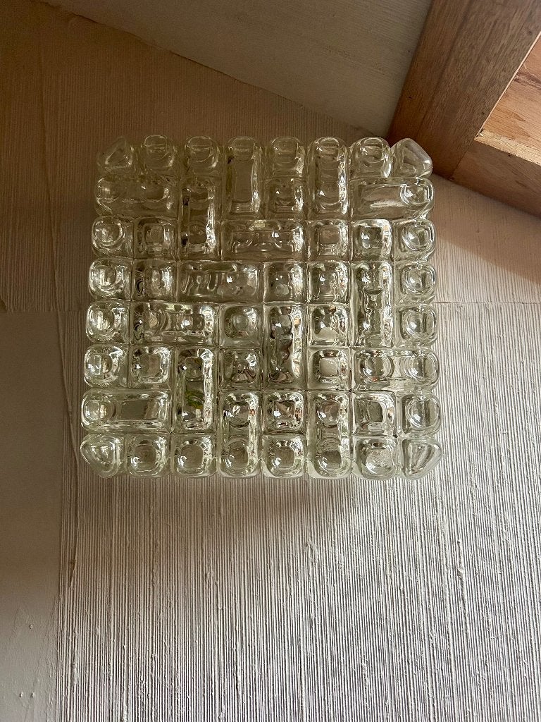 Vintage glazen wandlamp, Ophalen, Zo goed als nieuw, Glas, Wandlamp