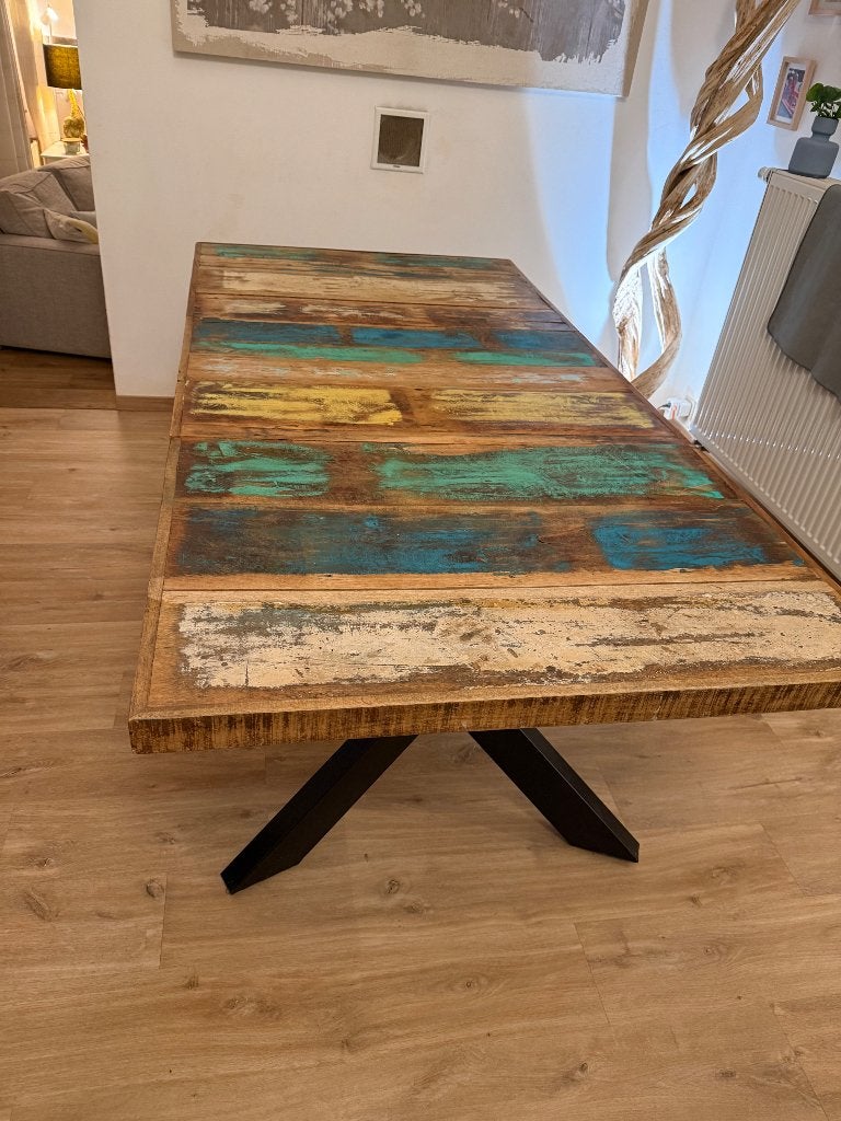 Superbe table industrielle, Maison & Meubles, 150 à 200 cm, Enlèvement, Utilisé, 50 à 100 cm
