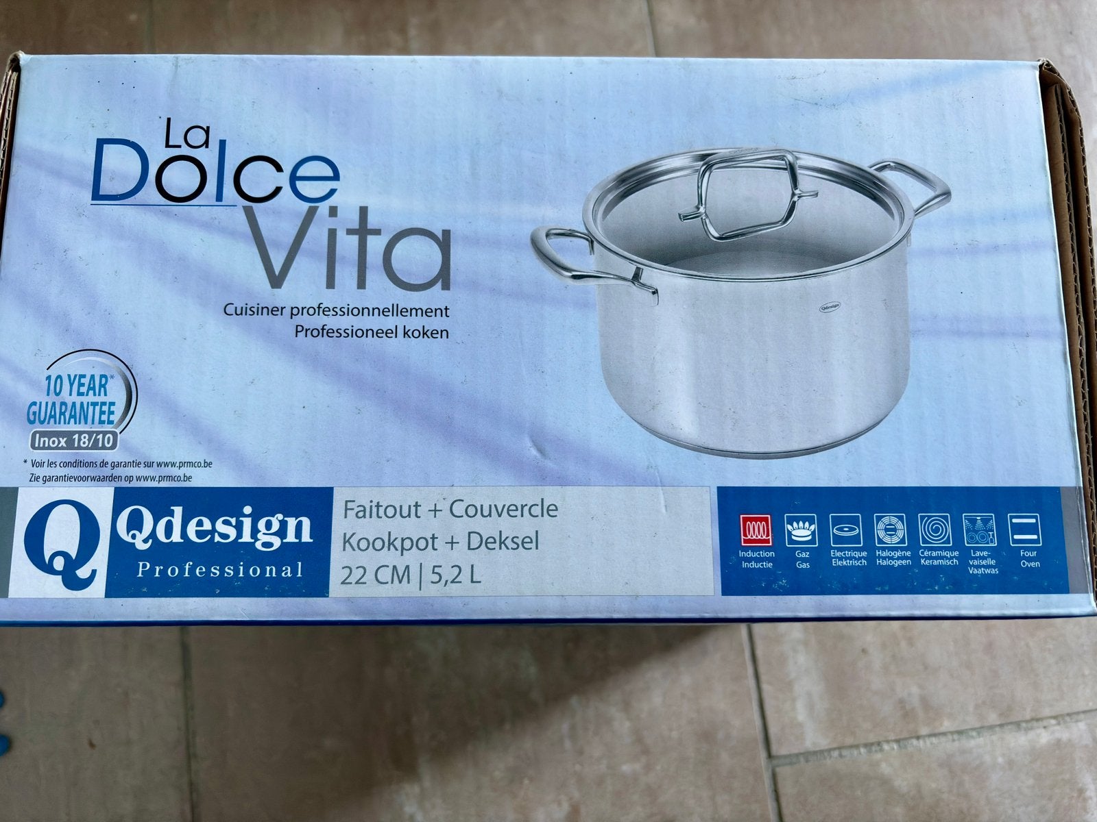 La Dolce Vita Qdesign Professional Kookpot 22 cm - 5,2 L, Ophalen, Nieuw