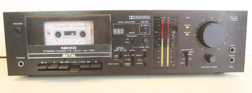 Nikko ND-790 Cassettedeck / Met Peak Level Indicator / Japan, Audio, Tv en Foto, Ophalen of Verzenden, Enkel, Tape counter