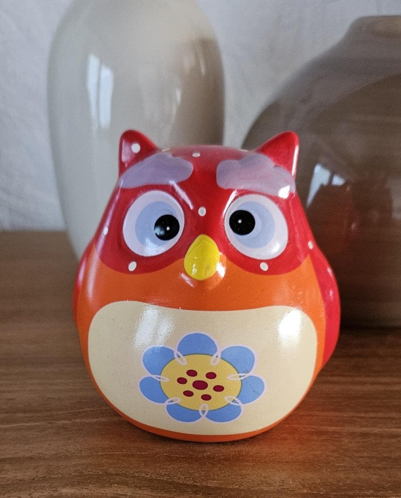Tirelire hibou couleurs vives, Ophalen of Verzenden, Zo goed als nieuw