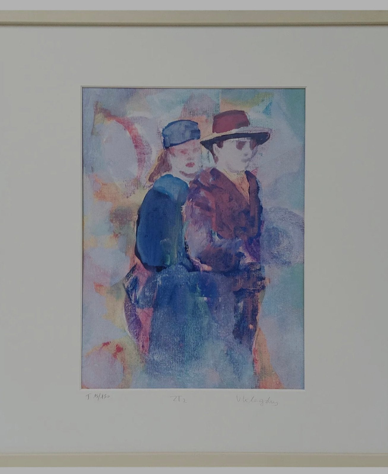 Nostalgisch koppel Viviane Klagsbrun, Gesigneerd, Ophalen, Portret en Figuren, Lithografie