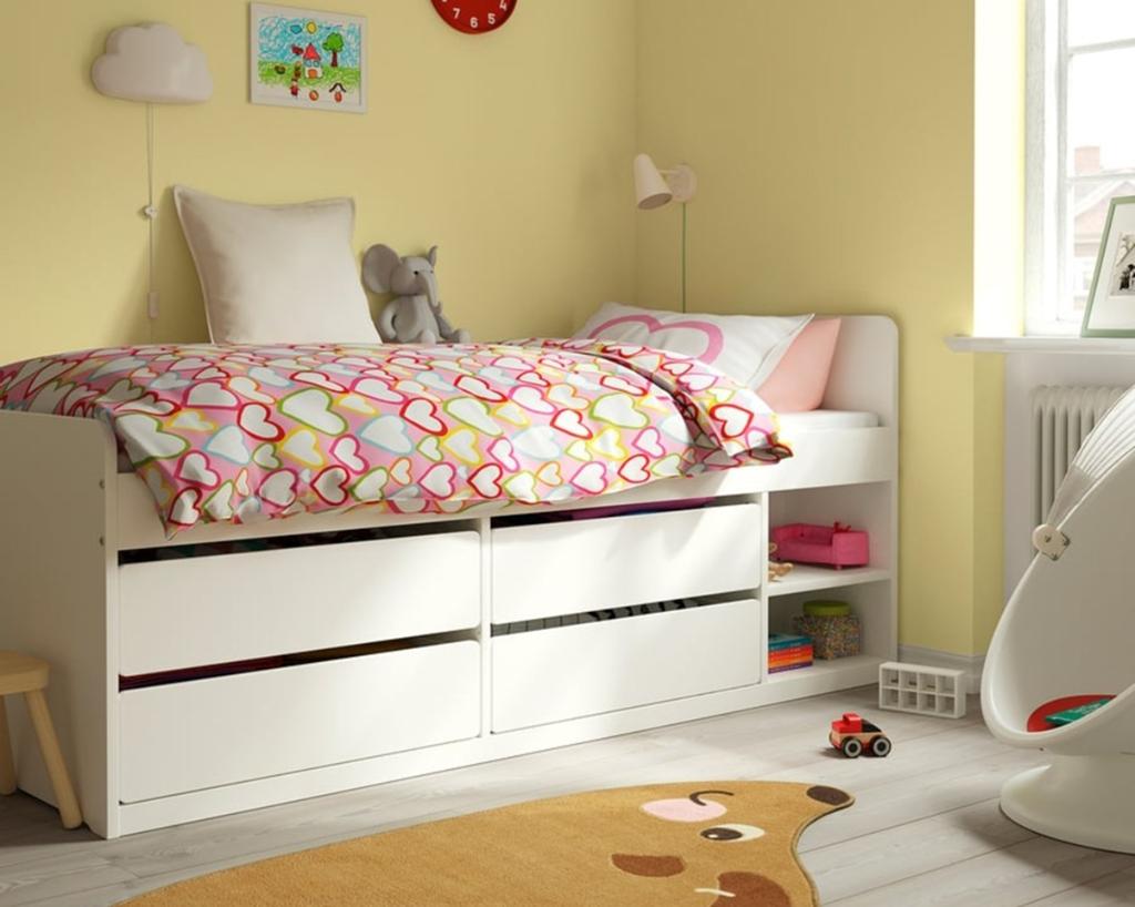 Ikea Bed met opberger - lattenbodem - matras - 90x200, 90 cm, Enlèvement, 200 cm, Une personne