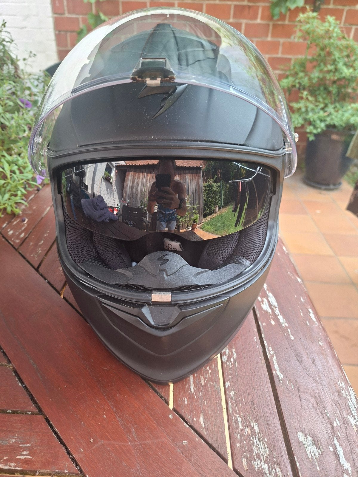 scorpion exo helm met Sena SF1 topconditie, Ophalen, Tweedehands, L, Overige merken