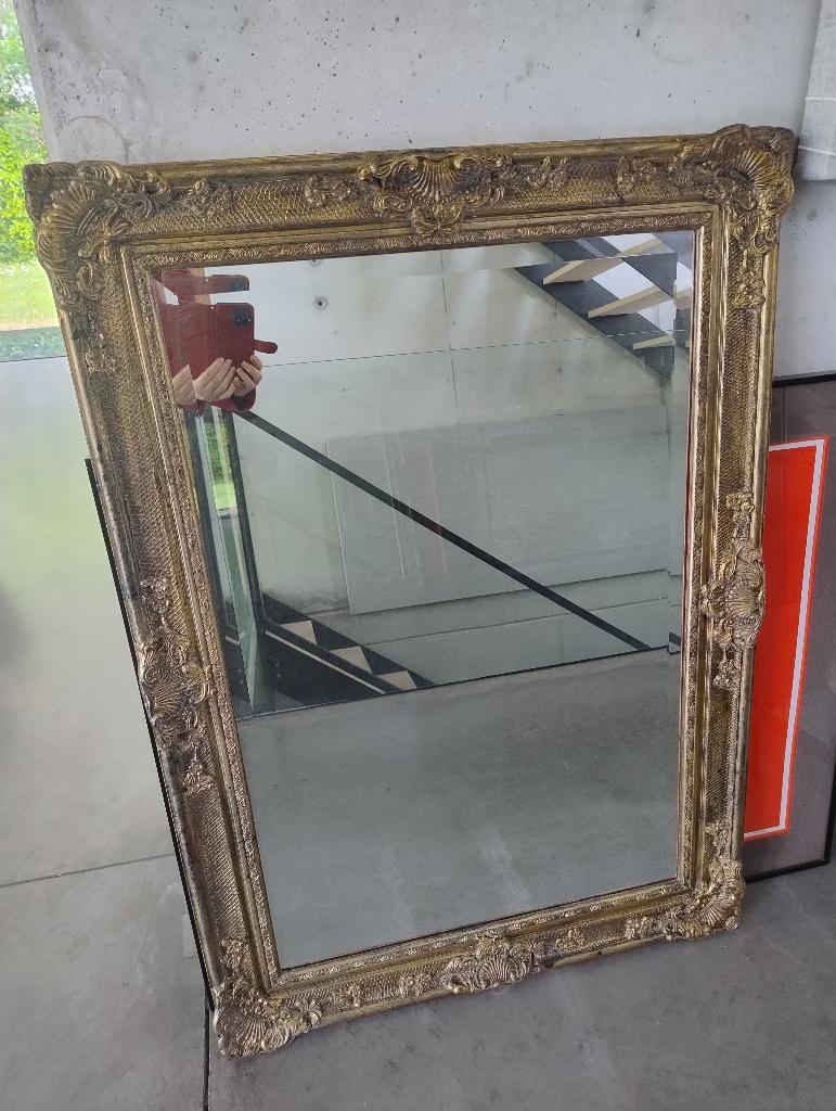 Vergulde grote spiegel, Ophalen, Rechthoekig, 50 tot 100 cm, 100 tot 150 cm