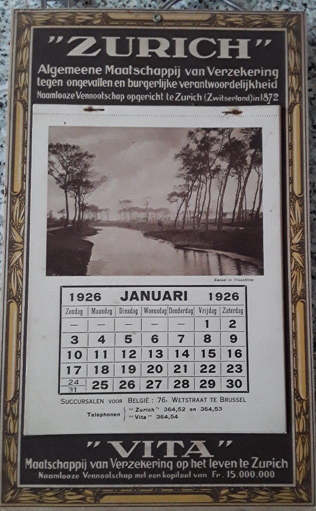 Oude kalender uit 1926, Diversen, Ophalen of Verzenden, Maandkalender, Zo goed als nieuw
