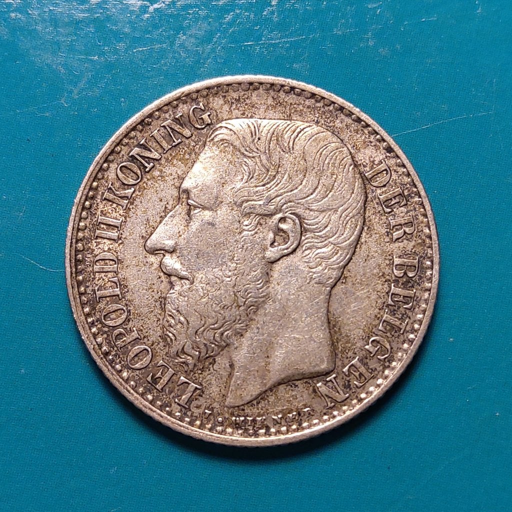 België 1 frank zilver Leopold II 1887 VL -  I . WIENER, Timbres & Monnaies, Enlèvement ou Envoi, Monnaie en vrac, Argent, Argent