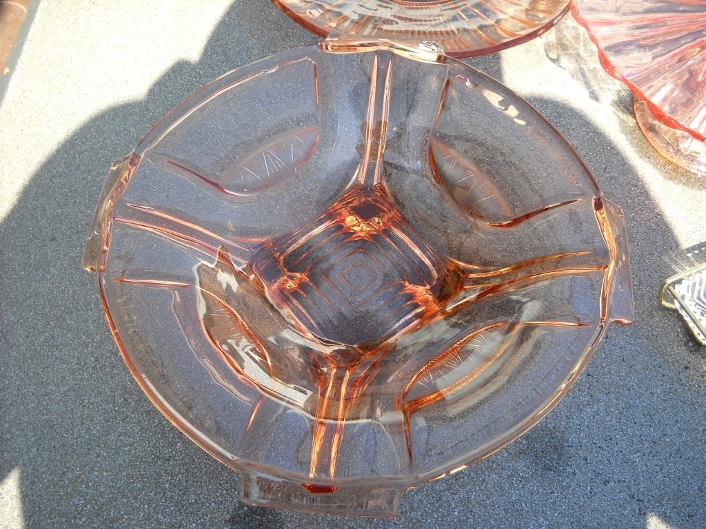 3 mooi vintage schalen in roze persglas, Antiek en Kunst, Ophalen