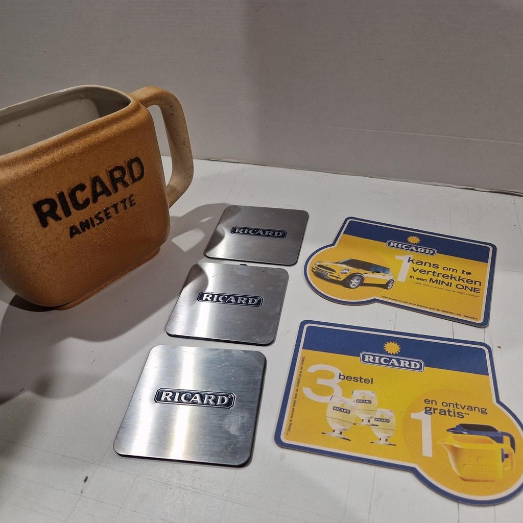 Ricard keramische karaf en  5 onderzetters, Antiek en Kunst, Ophalen of Verzenden