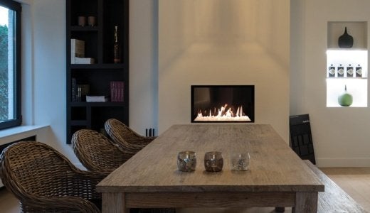 inbouwhaard hout liftdeur, Huis en Inrichting, Ophalen, Gebruikt, Inbouwhaard, Houthaard