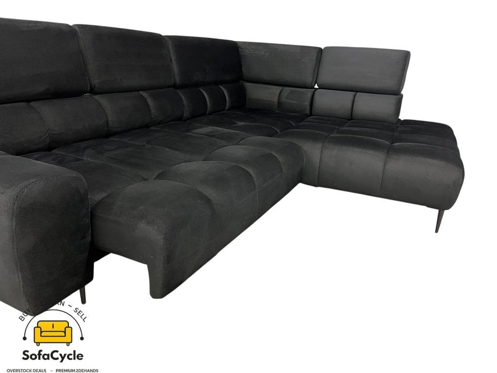 Siège d'angle en velours noir avec fonction relax, Neuf, Enlèvement ou Envoi, SofaCycle VOF, Zonnestraat 223-229, 9600 Ronse, België