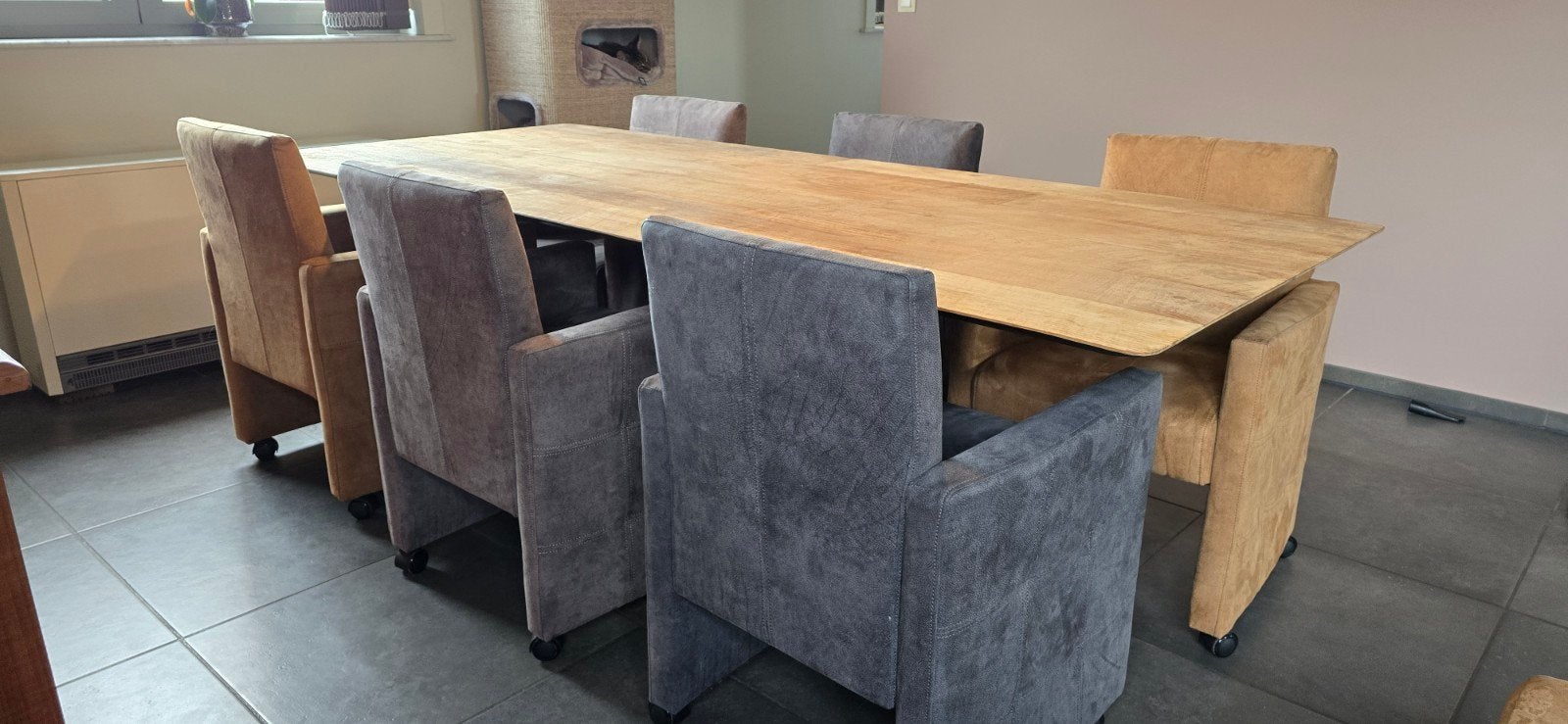 Teak tafel., Huis en Inrichting, Ophalen, Teakhout, 200 cm of meer, 50 tot 100 cm