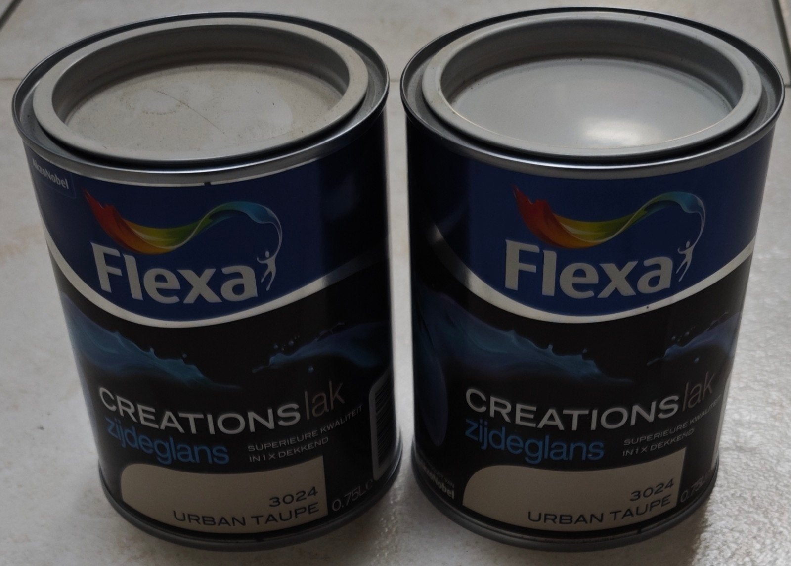 2 potten Flexa verf 0,75 liter per pot Urban Taupe, Moins de 5 litres, Enlèvement, Neuf, Peinture