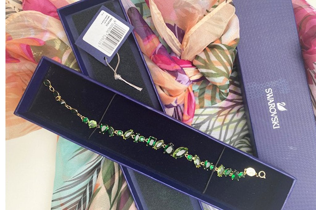 SWAROVSKI armband Gema; groene stenen, Ophalen of Verzenden, Nieuw, Sieraad of Horloge