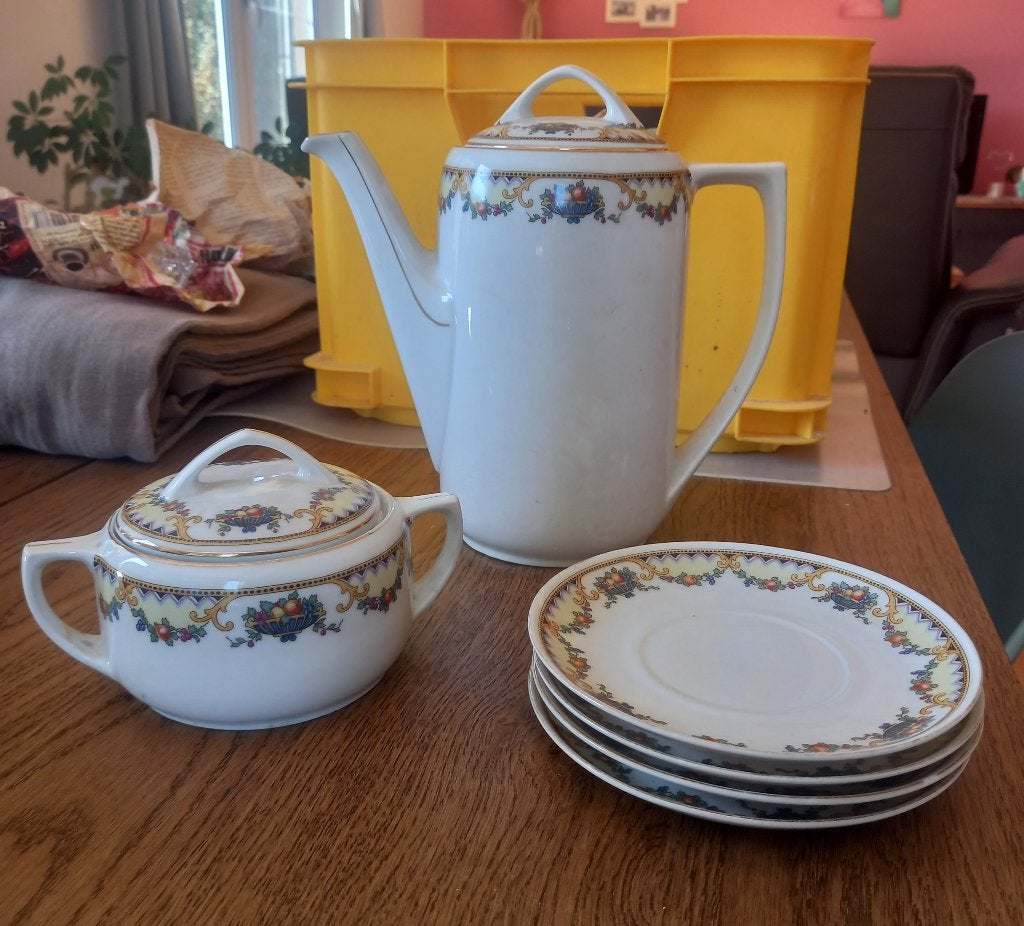 Porcelaine de bohème - Cafetière et sucrier - Czechoslovakia, Enlèvement ou Envoi