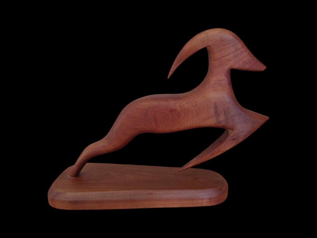 Grande statue art déco signée en bois de 34 cm/29, Antiquités & Art, Enlèvement, Bois, Statue