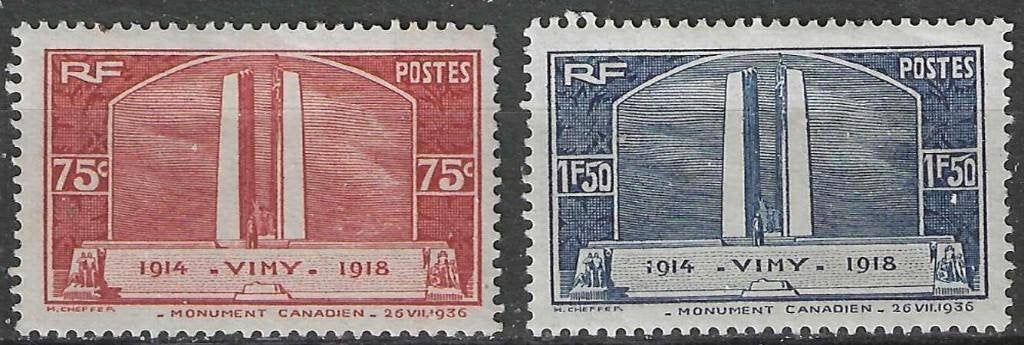 Frankrijk 1936 - Yvert 316-317 - Het Vimy-monument  (PF), Postzegels en Munten, Postzegels | Europa | Frankrijk, Postfris, Verzenden