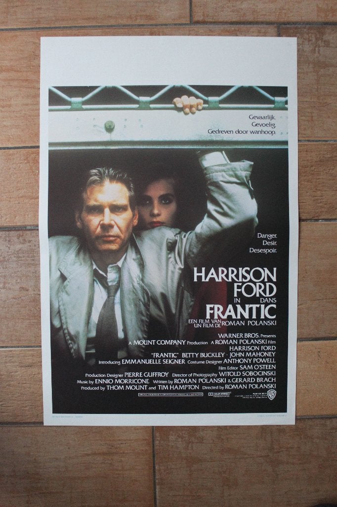 filmaffiche Roman Polanski Frantic filmposter, Verzamelen, Rechthoekig Staand, Ophalen of Verzenden, Zo goed als nieuw, A1 t/m A3