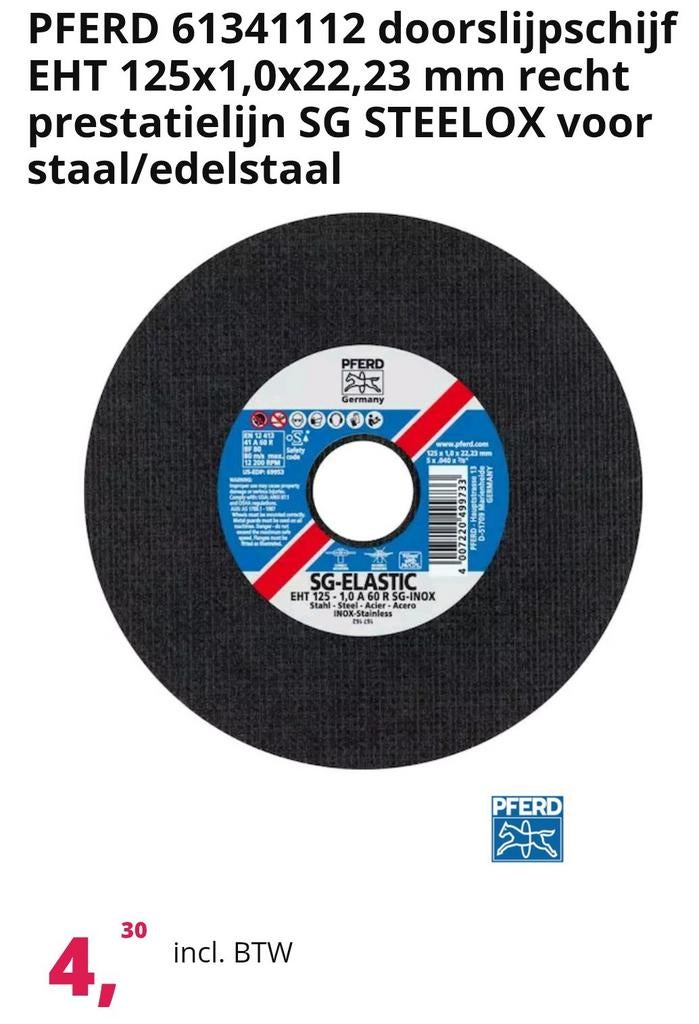 13 Doorslijpschijven PFERD dia125-1 staal/inox, Doe-het-zelf en Bouw, Ophalen, Nieuw, Haakse handslijpmachine