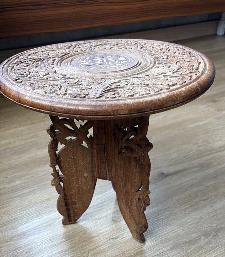 Table ancienne indienne sculptée à la main, Enlèvement ou Envoi