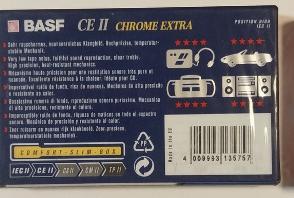 BASF CE II Chrome Extra 90–Pack de 10 cassettes Type II, CD & DVD, Enlèvement ou Envoi, Avec boîte de rangement, étagère ou coffret