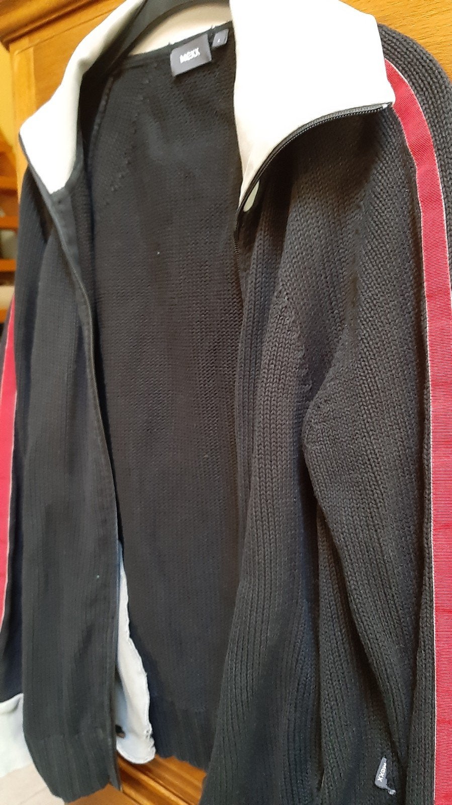 Gilet Mexx noir, fermeture éclair, accents beiges et rouges, Mexx, Enlèvement ou Envoi, Beige, Taille 52/54 (L)