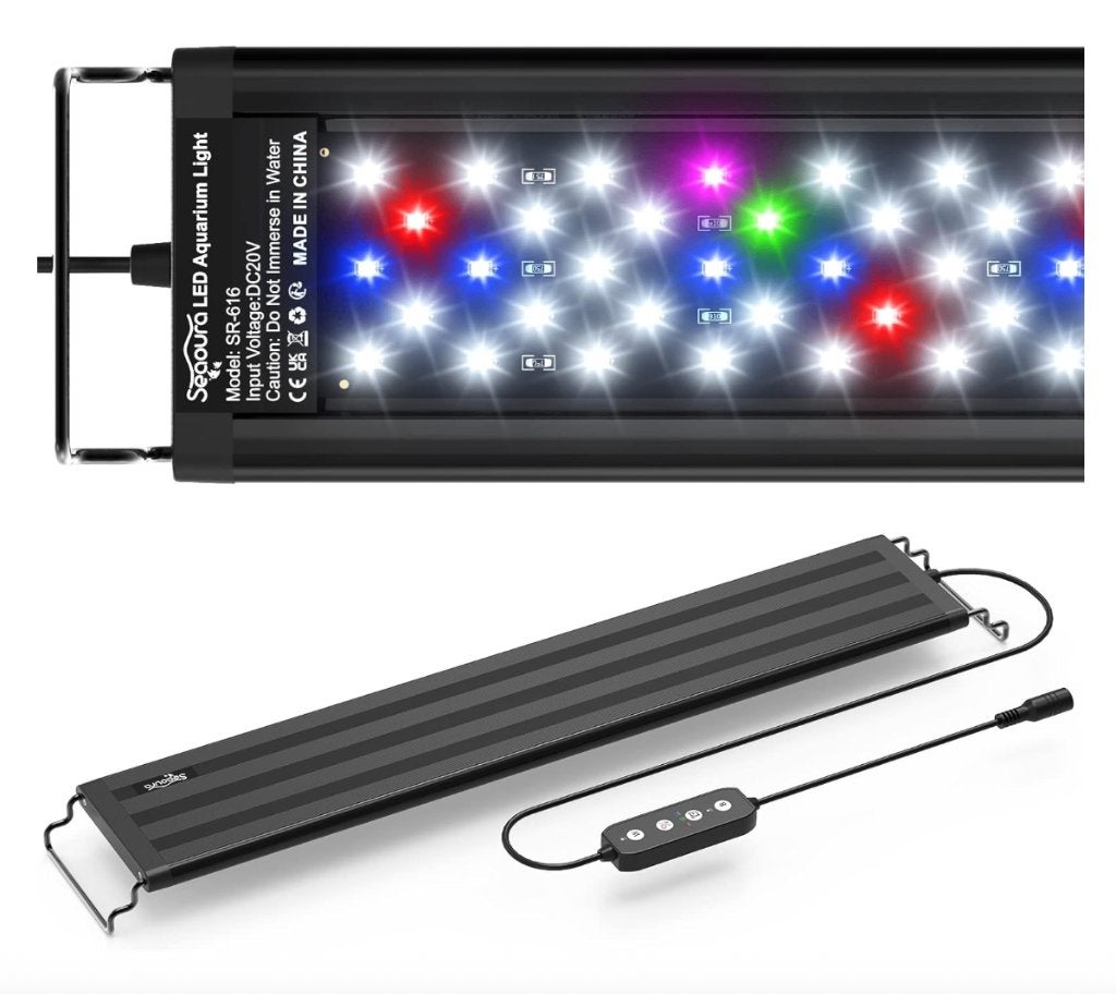 SEAOURA LED aquariumlamp 45–61 cm – full spectrum + timer, Ophalen of Verzenden, Zo goed als nieuw, Verlichting of Verwarming