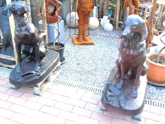 Gietijzeren jachthondenbeeld, het koppel, Ophalen, Nieuw, Metaal, Dierenbeeld
