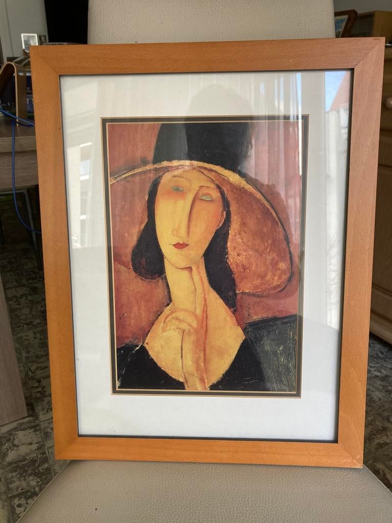 Kopie van schilderij Italianse  kunstenaar A.Modigliani., Antiek en Kunst, Kunst | Schilderijen | Abstract, Ophalen of Verzenden