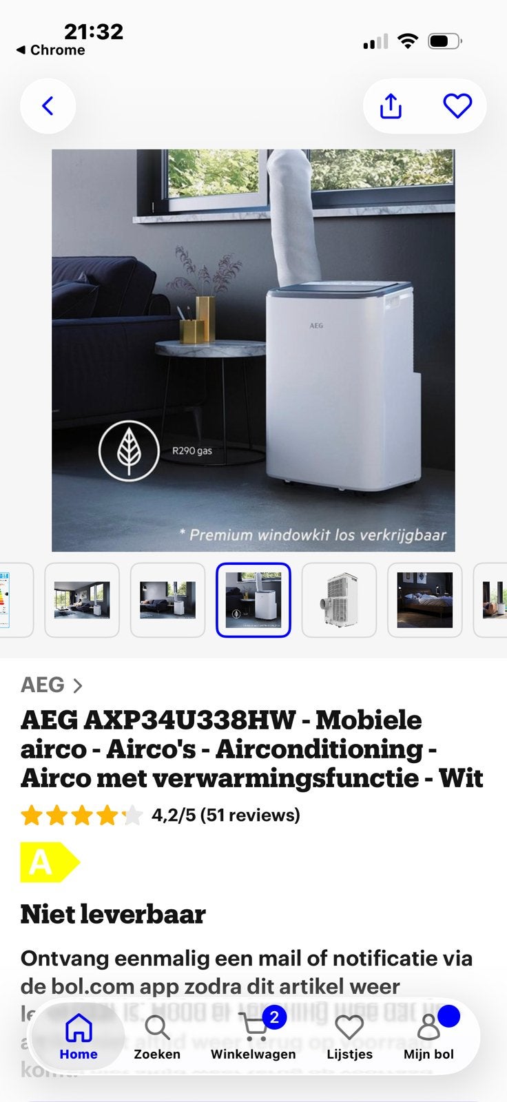 Aeg, Ophalen, Zo goed als nieuw, Mobiele airco, Afstandsbediening