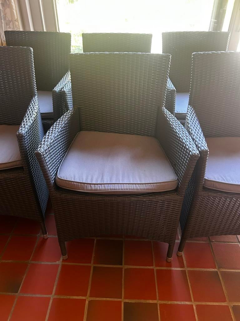 6 wicker tuinstoelen, Tuin en Terras, Ophalen, Zo goed als nieuw, Wicker