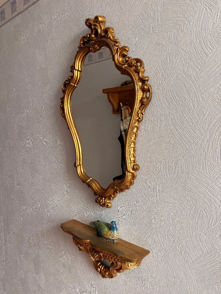 Miroir doré, Antiquités & Art, Enlèvement, Ovale, 50 à 100 cm, Moins de 100 cm
