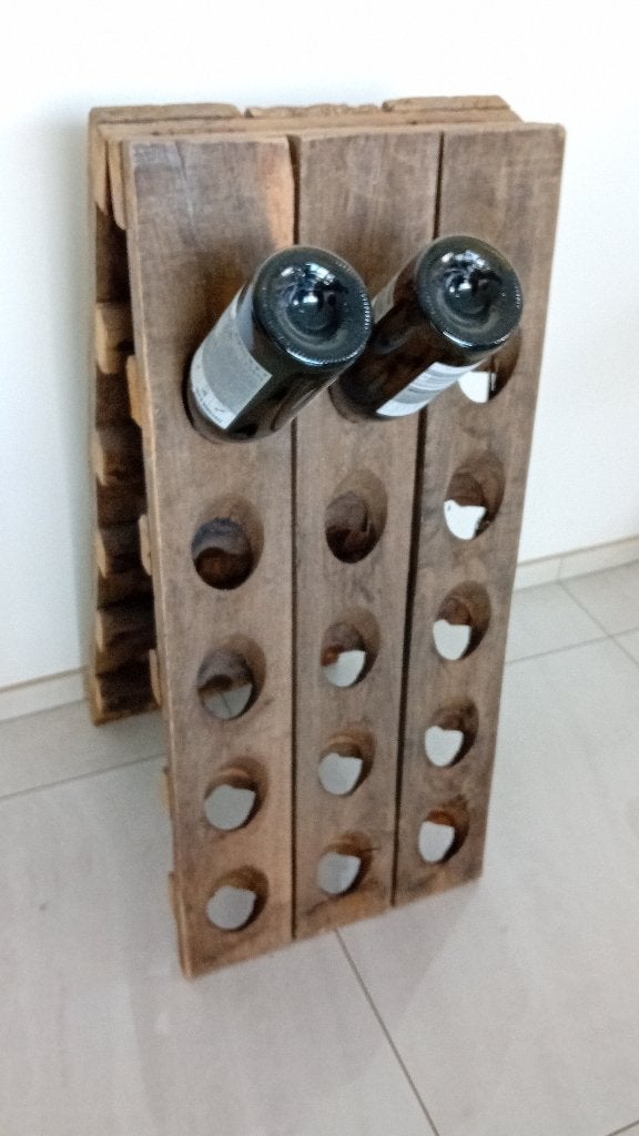 Casier à vin ancien en bois massif, 25 bouteilles ou plus, Comme neuf, Enlèvement, 75 – 100