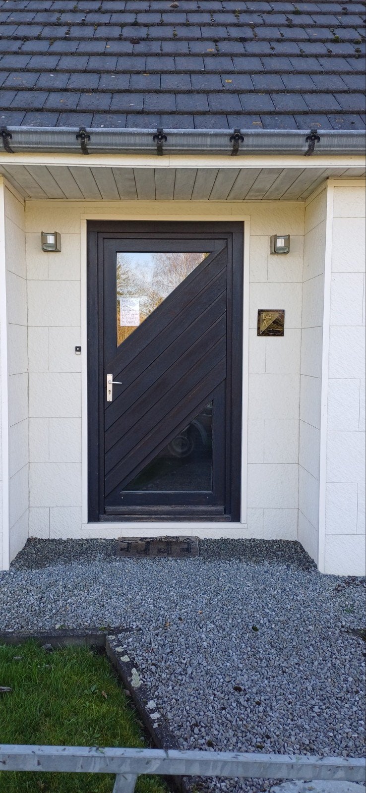 (voor)deur in Meranti met glas, Doe-het-zelf en Bouw, Ophalen, Gebruikt, Glas, Buitendeur
