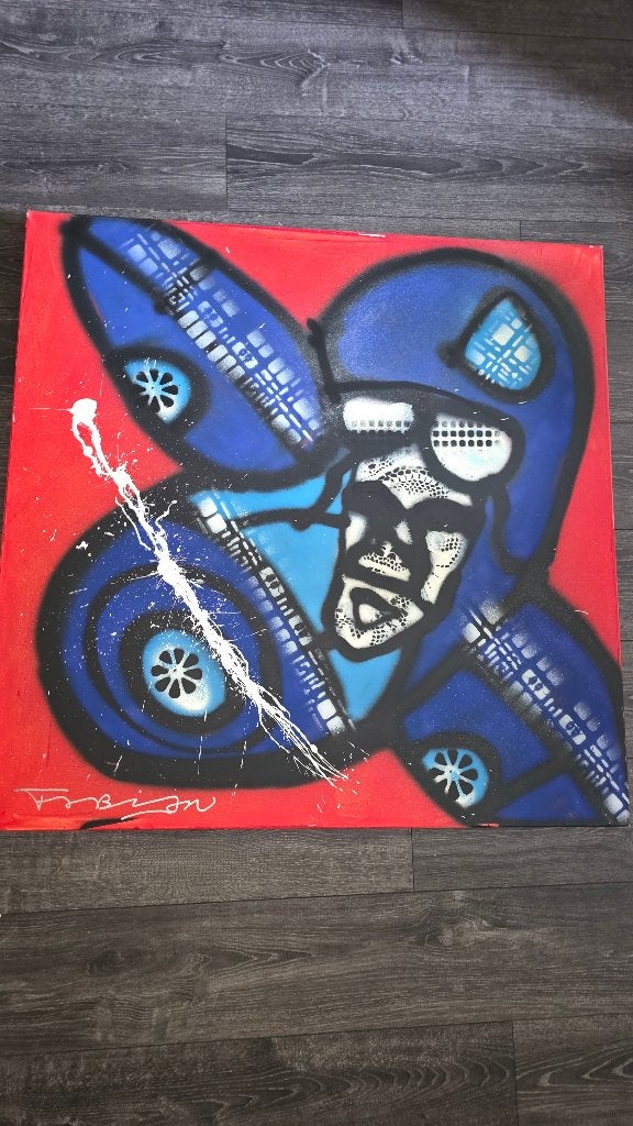 Fabian (Herman Brood) AIRPLANE  Met certificaat, Ophalen, Gesigneerd, Doek