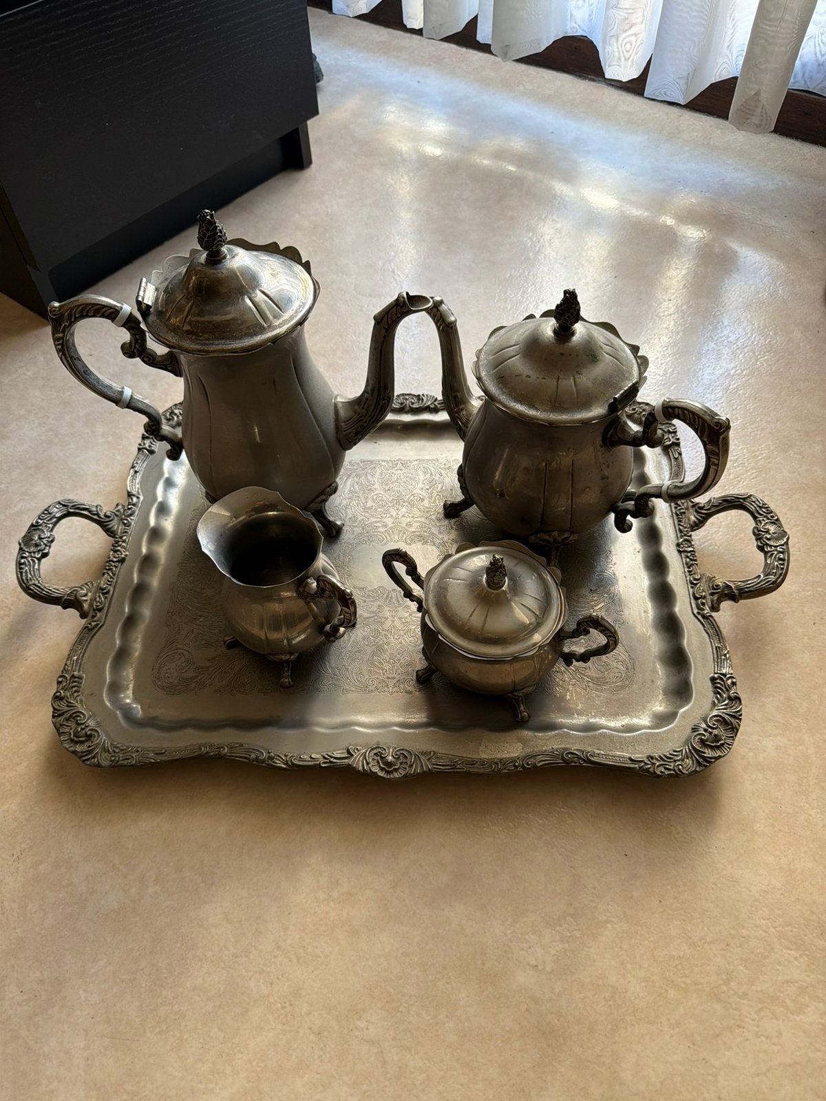 Service thé et café en argenterie :lire., Maison & Meubles, Coins arrondis, Plateau de service, Enlèvement, Utilisé