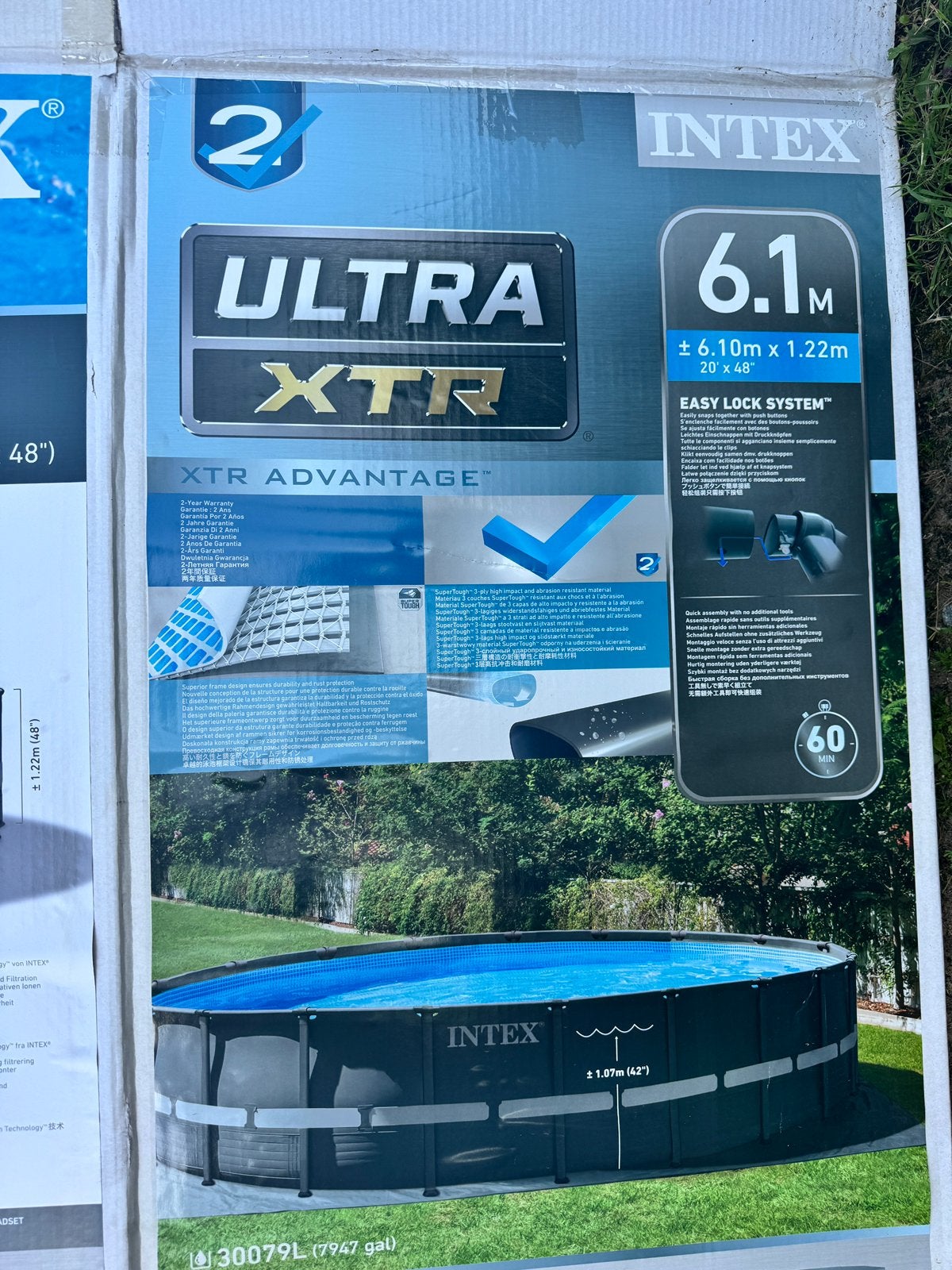 Intex Ultra XTR Frame Pool 6,10 m x 1,22 m, Tuin en Terras, Rond, 300 cm of meer, Zo goed als nieuw, Ophalen