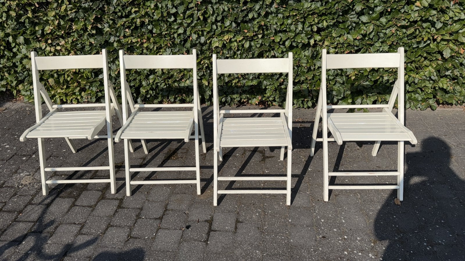 4 klapstoelen, Jardin & Terrasse, Chaises de jardin, Enlèvement, Utilisé, Bois, Pliant