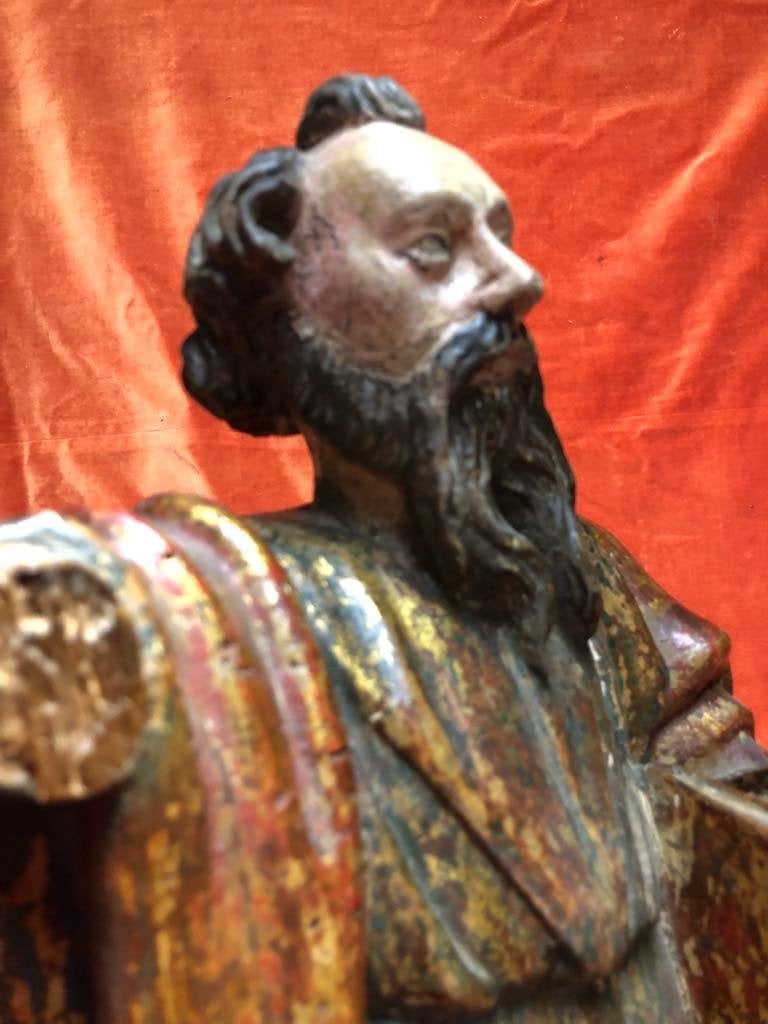 Antiek houten beeld, Heilige Paulus, Enlèvement ou Envoi, Bois, Statue