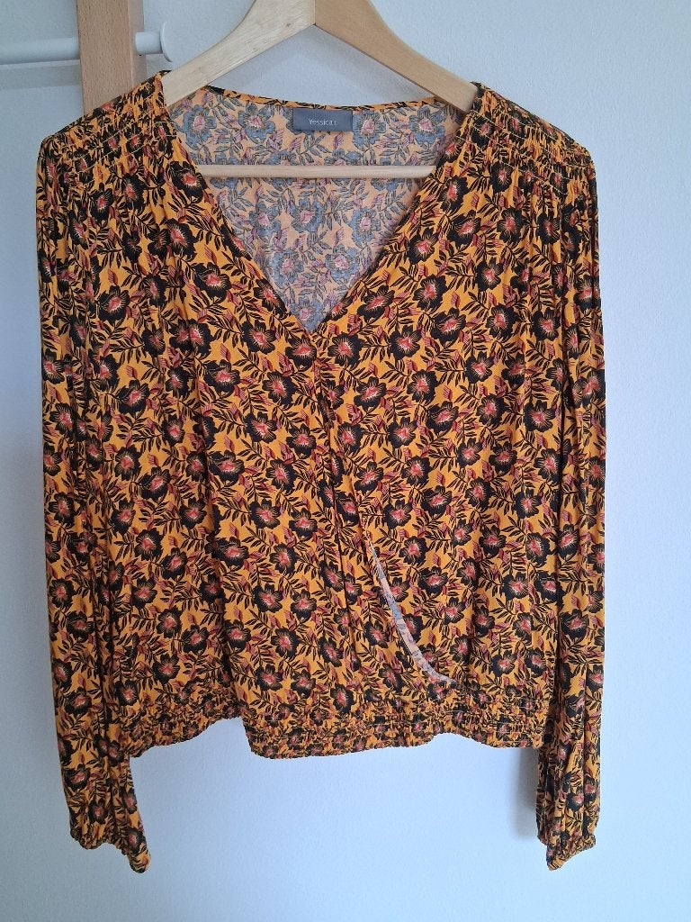 C&A blouse met lange mouwen en bloemenprint Maat EUR 44, Ophalen, Geel, Maat 42/44 (L), Zo goed als nieuw