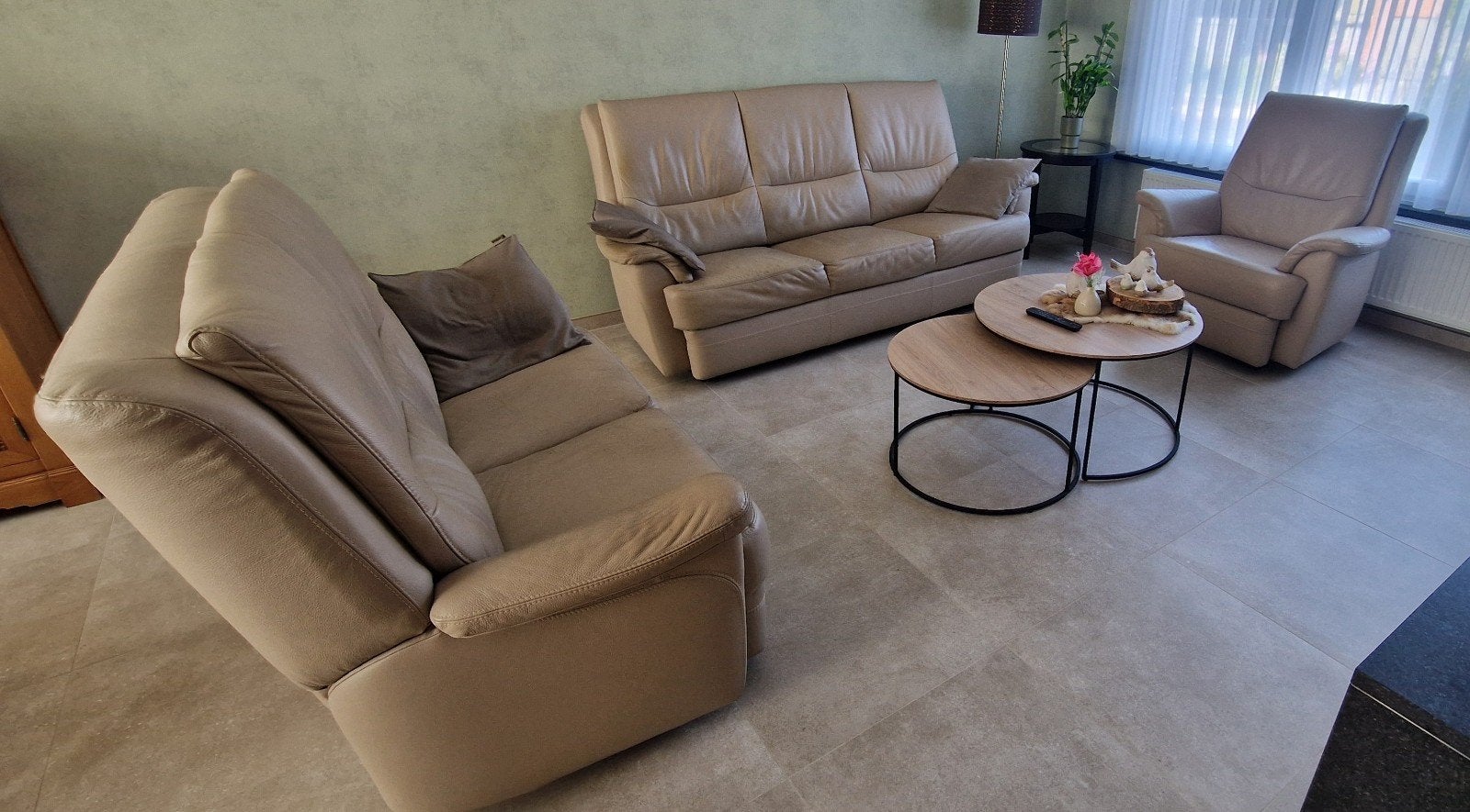 Lederen salon . 1 zit + 2 zit + 3 zit., Huis en Inrichting, Ophalen